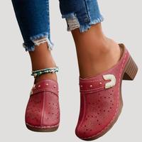 Ilka | Damen Slip-On Clogs mit Blockabsatz – Rot