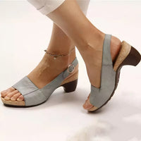 Ilvana | Damen Slingback Sandalette mit Blockabsatz – Grau