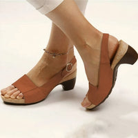 Ilvana | Damen Slingback Sandalette mit Blockabsatz – Braun