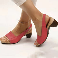 Ilvana | Damen Slingback Sandalette mit Blockabsatz – Rot