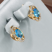 Elegante Kristall-Gold-Ohrringe – Blau