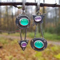 Mechanische Ohrringe mit Vintage-Kristallen – Wald