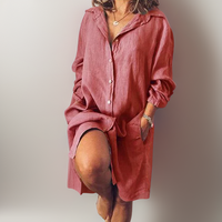 Nielle┃Midi-Kleid aus Baumwolle und Leinen – Rot