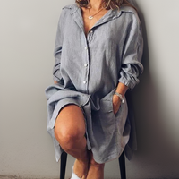 Nielle┃Midi-Kleid aus Baumwolle und Leinen – Grau