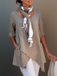 Maggie┃Kreuzgeschnittene A-Linien Relaxed Tunika – Khaki