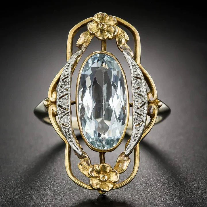 Vintage Blauer Zirkonia Gold Ring