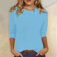 Isabelle | Rundhals Dreiviertelarm Top – Hellblau