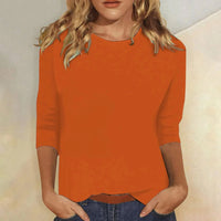 Isabelle | Rundhals Dreiviertelarm Top – Orange