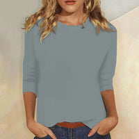 Isabelle | Rundhals Dreiviertelarm Top – Blau