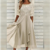 Lieselotte | Damen Festliches Abendkleid Hochzeitsgesellschaft – Festkleid Hochzeit 2026 – Beige