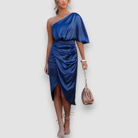 Lilia | One-shoulder Cocktailkleid – Blau