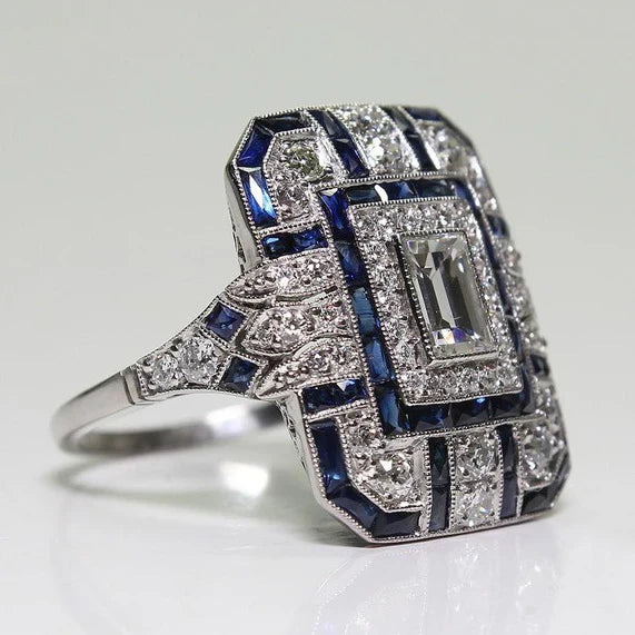 Vintage Blue Bright Silber Ring