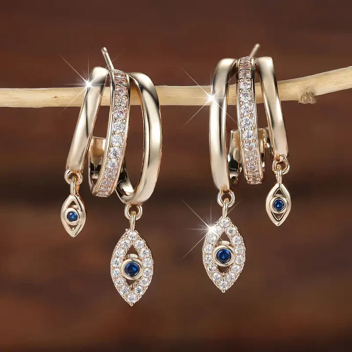 Vintage baumelnden Nazar Gold Ohrringe