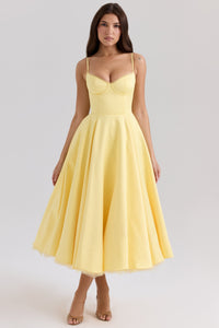 Midikleid für Damen - Elegantes Ballkleid für Sommer – Gelb