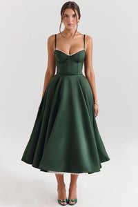 Midikleid für Damen - Elegantes Ballkleid für Sommer – Waldgrün