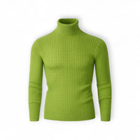 Klassischer Rollkragenpullover für Herren mit Rippstruktur – Apfelgrün