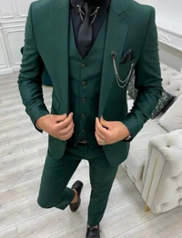 Herren Modisch Modern Hochzeitsgast Anzug Set | 3-teiliges Set – Dunkelgrün
