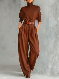 Birjit™ – Eleganter Overall mit Hohem Kragen – Hell braun