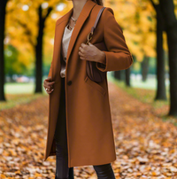 Zara Manteljacke | Stylische Lange Damen Übergangsjacke – Dunkelbraun