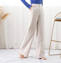 Sommerhose für Damen - Bequeme Luftige Leinen-Optik Palazzo Hose – Apricotgelb