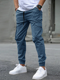 David | Entspannter Cargo-Jogger – Blau