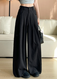 Bersha Sommerhosen | Elegante luftige sommerhosen damen mit weite Hosen – Schwarz