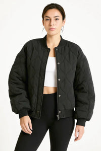 Damen-Bomber-Übergangsjacke | Übergrößer – Schwarz
