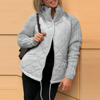Katrin | Patchwork Jacke mit Stehkragen – Grau