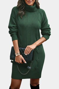 Ruchamit - Einfarbiges Strick Kleid Mit Rollkragen – Dunkelgrün