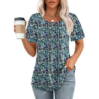 Heidi-Mode | Sommer Elegantes T-Shirt – Geblümt Blau