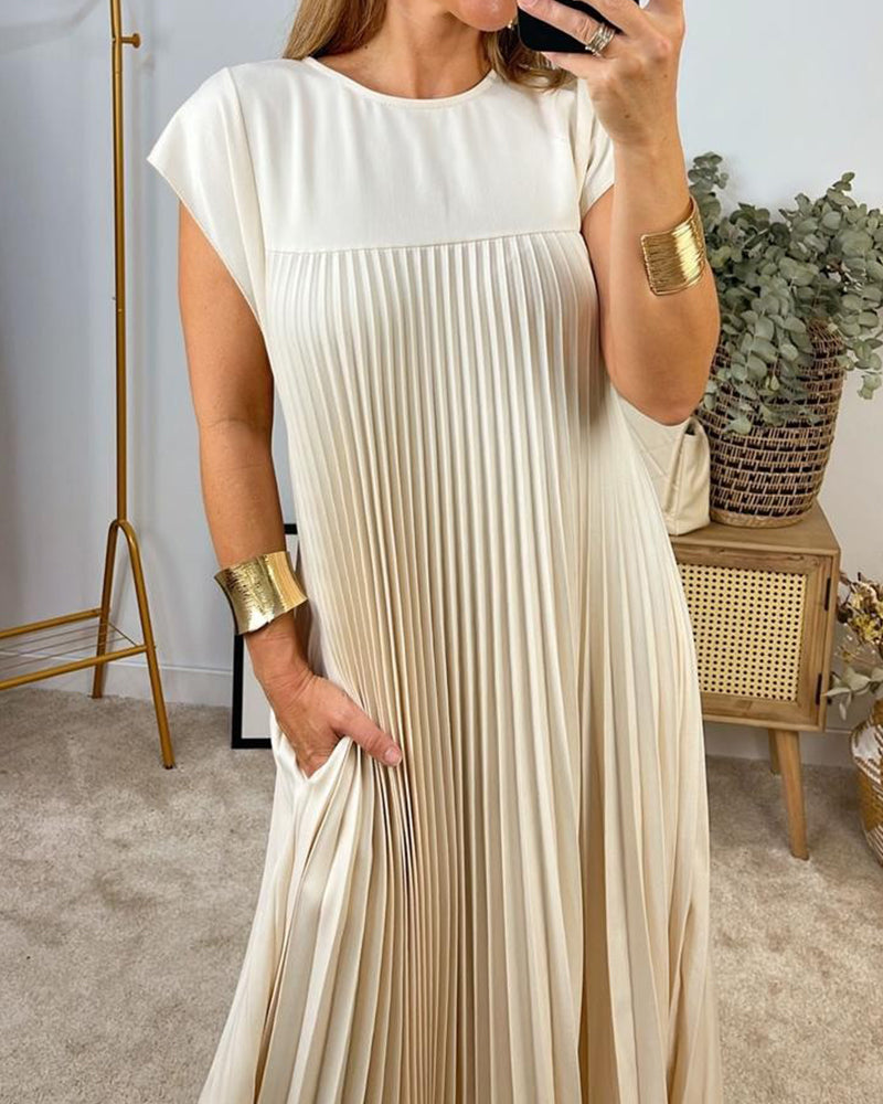 Jamie - Lässiges, lockeres, plissiertes langes Kleid