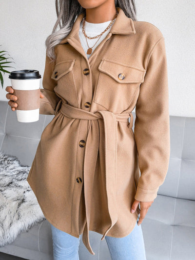 Alva | Muheloser und Eleganter Mantel mit Knöpfen und Gürtel für Damen – Stilvoller Komfort