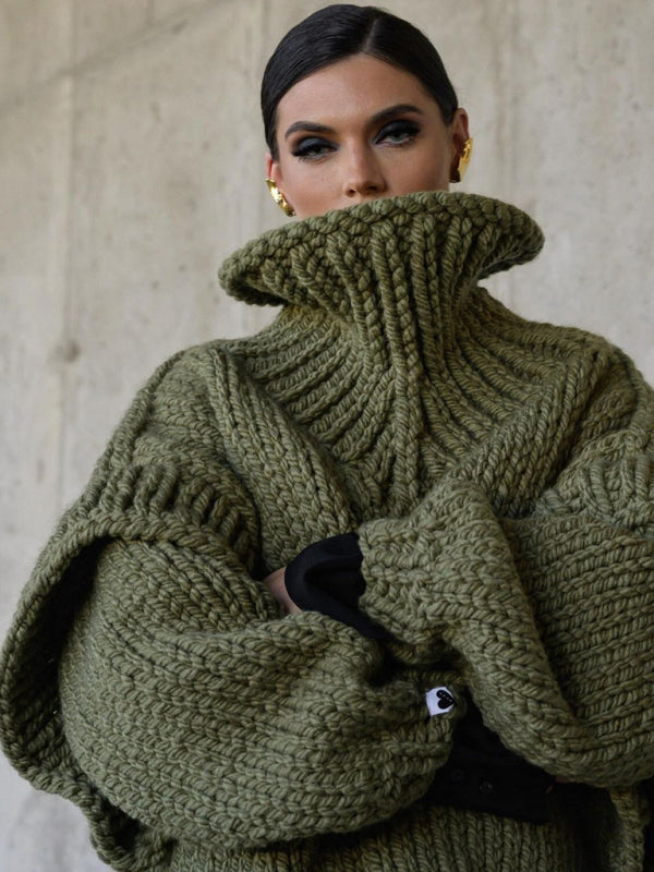 Fiya | Warmer, flauschiger, langer Rollkragenpullover für Damen