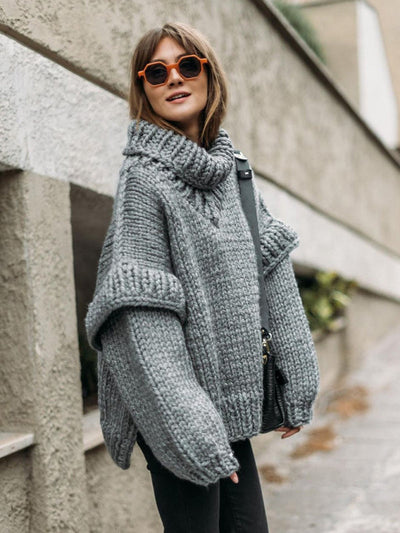 Fiya | Warmer, flauschiger, langer Rollkragenpullover für Damen