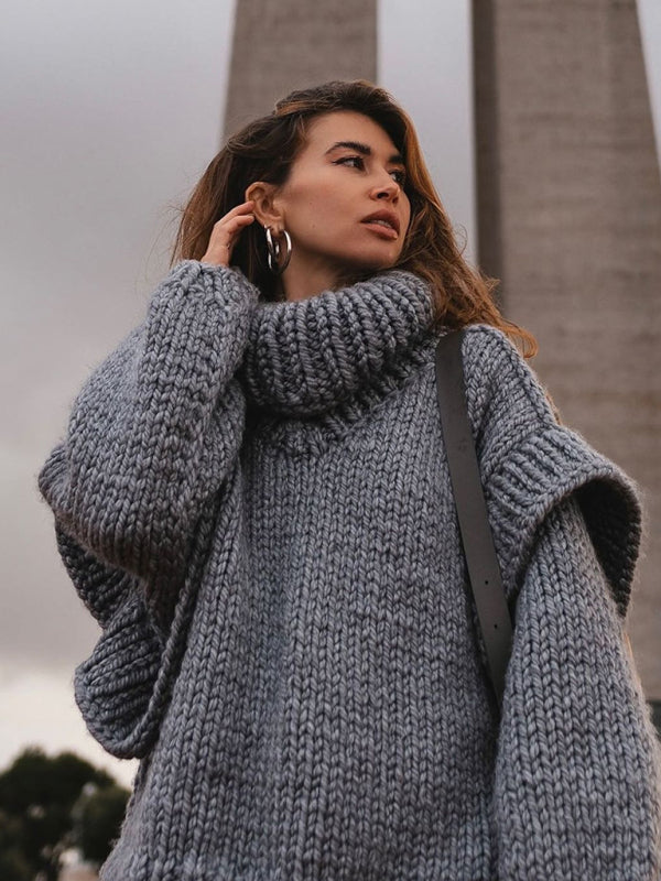 Fiya | Warmer, flauschiger, langer Rollkragenpullover für Damen