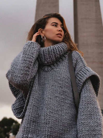 Fiya | Warmer, flauschiger, langer Rollkragenpullover für Damen
