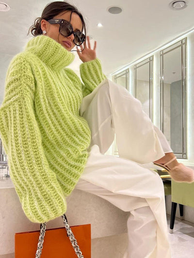 Lehmann Modehaus | Damen-Strickpullover mit Oversize-Rollkragen und Ballonärmeln