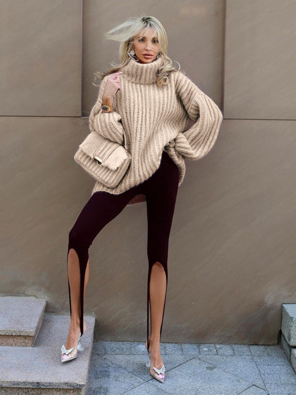 Lehmann Modehaus | Damen-Strickpullover mit Oversize-Rollkragen und Ballonärmeln