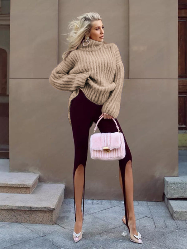 Lehmann Modehaus | Damen-Strickpullover mit Oversize-Rollkragen und Ballonärmeln