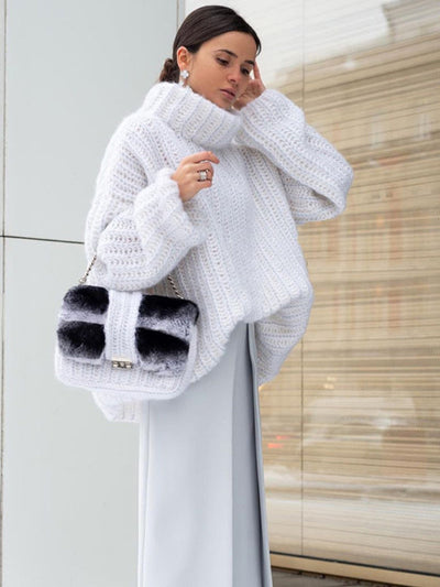 Lehmann Modehaus | Damen-Strickpullover mit Oversize-Rollkragen und Ballonärmeln