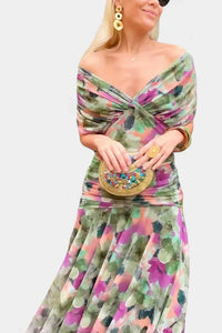 Florayne™ - Elegantes Fließendes Midikleid mit V-Ausschnitt – Grün