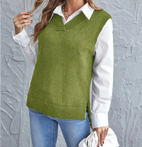 Naomi Sommer-Pullunder | Luxuriöser ärmelloser Pullover mit V-Ausschnitt für Damen – Grün