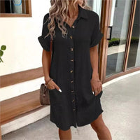Sommerkleid Mit Kragen – Schwarz