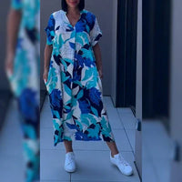 Mia™| Elegantes Blumenkleid – Blau