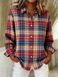 Lotis™ – Karierte Bluse mit Knopfverschluss – Rot