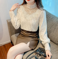 Weber Bluse | Extravagante langärmliges shirt für Damen – Beige