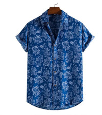 Herren Patterened Kurzarmhemd – Blau