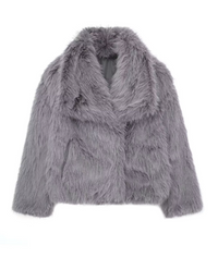 Wikase | Elegante warme Felljacke – Grau