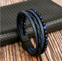 Heidi-Mode - Grandioses Lederarmband Set für Männer – Blau