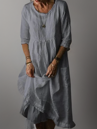 Carolien | Maxikleid mit lockerer runder Ausschnitt – Grau